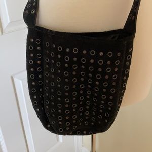Black Suede/metal crossbody